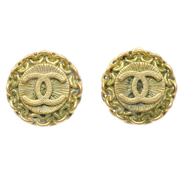 CHANEL Button Earrings Gold Clip-On 95P 77069