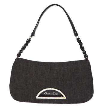 Christian Dior 1999 Maris Pearl Handbag Black Denim 87430