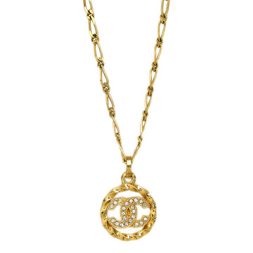 CHANEL 1982 Crystal & Gold CC Round Pendant Necklace 3438 87948
