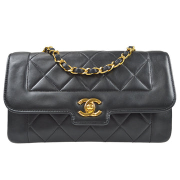 Chanel Vintage Black Quilted Lizard Classic Mini Square Single Flap Gold Hardware, 1989-1991 (Very Good), Womens Handbag
