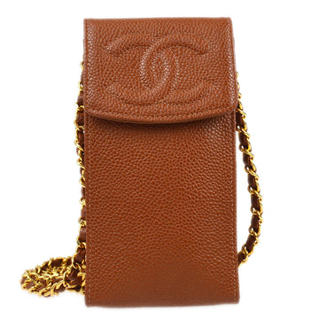 CHANEL 1997-1999 Timeless Phone Case Brown Caviar 87908