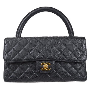 CHANEL 1994 Classic Flap Handbag Medium Black Caviar 78302