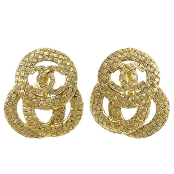 CHANEL 1994 Woven CC Earrings Gold Clip-On 2848/29 88057