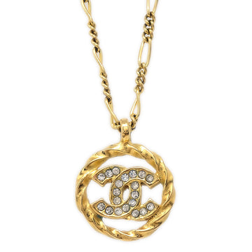 CHANEL 1983 Crystal & Gold Circled CC Chain Pendant Necklace 3438 97566