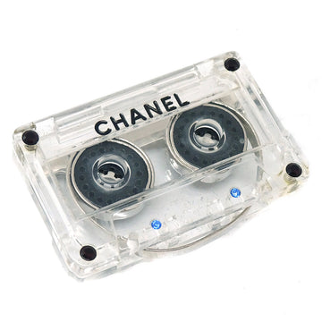 CHANEL Cassette Tape Brooch Pin Clear 04P 66451