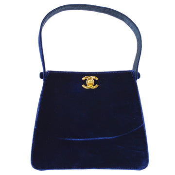 CHANEL * 1997-1999 Double Sided Turnlock Handbag Mini Blue Velvet 88134