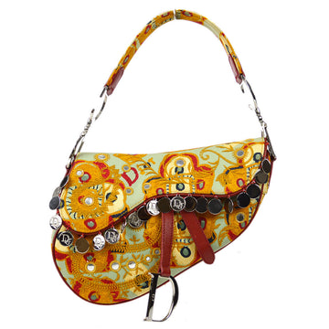 CHRISTIAN DIOR * Saddle Handbag Multicolor Denim 97490