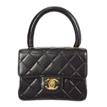 CHANEL Classic Flap Micro Square Handbag Black Lambskin 96837
