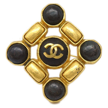 CHANEL Stone Brooch Pin Gold 97A 67749