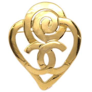 CHANEL 1995 Heart Brooch Pin Gold 95P 67956