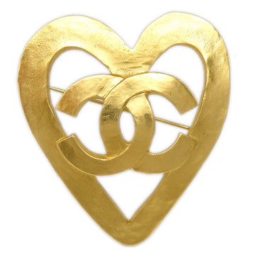 CHANEL Heart Brooch Pin Gold 95P 68017