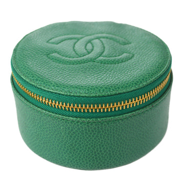 CHANEL 1990s Timeless Jewelry Case Green Caviar 77889