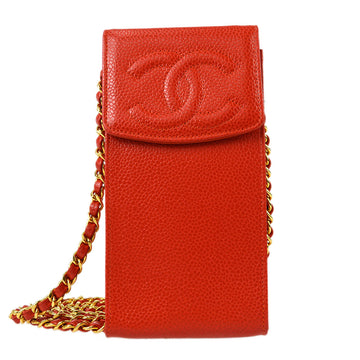 CHANEL 1997-1999 Timeless Phone Case Red Caviar 67940