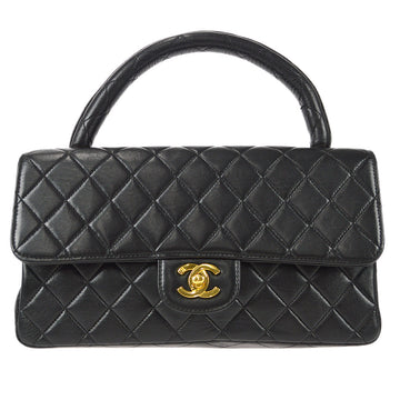 CHANEL 1994-1996 Classic Flap Handbag Medium Black Lambskin 97372