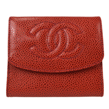 CHANEL 1991-1994 Timeless Coin Case Caviar Red 97783