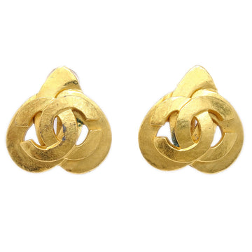 CHANEL Heart Earrings Gold Clip-On 97P 68060
