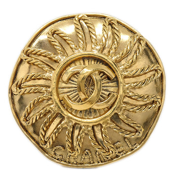 CHANEL Medallion Sun Brooch Pin Gold 94A 68525