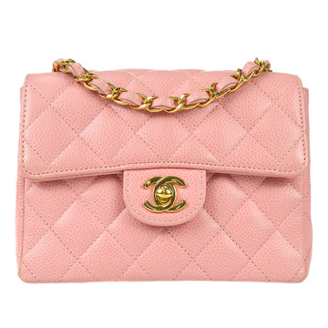 CHANEL Classic Flap Mini Square Chain Shoulder Bag Pink Caviar 78549