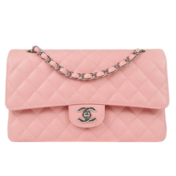 CHANEL Classic Double Flap Medium Shoulder Bag Pink Caviar 78592