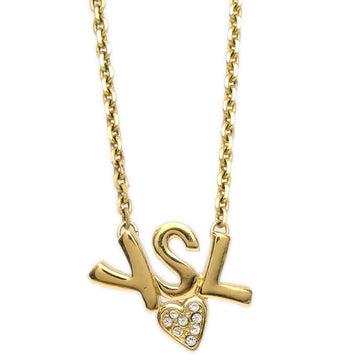 YVES SAINT LAURENT Rhinestone Gold Chain Pendant Necklace 78609