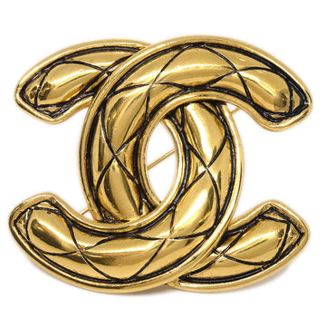 CHANEL Quilted Brooch Pin Gold 1152 78653