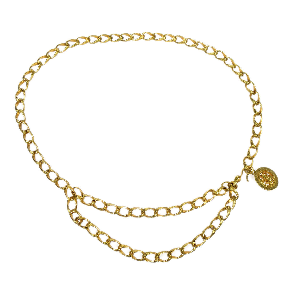 CHANEL Medallion Gold Chain Belt 94A Small Good 27793