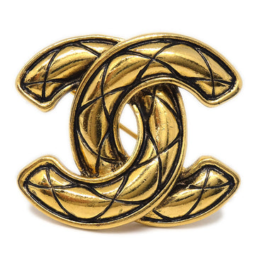 CHANEL Quilted Brooch Pin Gold 1153 78654