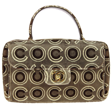 CHANEL 2001 COCO Handbag Gray Velvet 98578