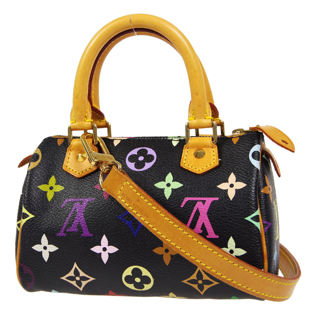 Louis Vuitton Mini Speedy 2Way Shoulder Handbag Black Multicolor M92644 78466