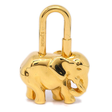 HERMES 1988 Elephant Cadena Lock Bag Charm Gold Small Good 78666