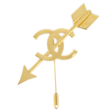 CHANEL Bow And Arrow Brooch Pin Gold 93P 97884