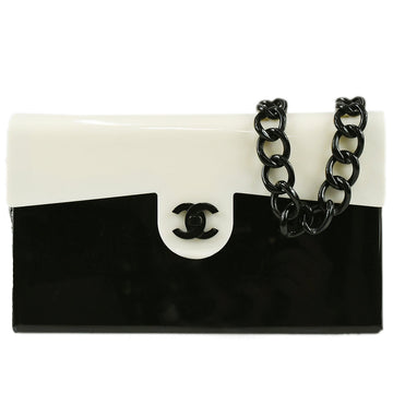 CHANEL Plastic Chain Shoulder Bag Bi-color Black White 68630