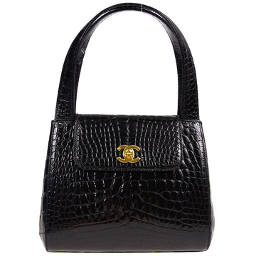 CHANEL * Handbag Black Crocodile 89696