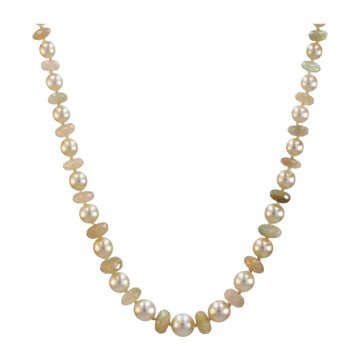 Modern Cultured Pearls Opals 18 Karat White Gold Clasp Necklace