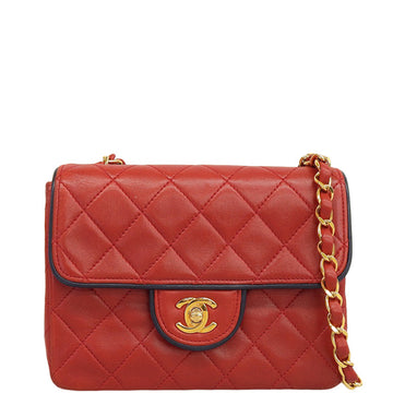 CHANEL Around 1990 Made Bicolor Straight Flap Chain Bag Mini Red/Navy