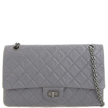 CHANEL Around 2010 Made 2.55 Classic Flap Chain Bag Grey