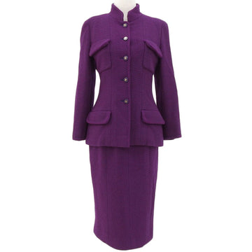 CHANEL 1995 Made Tweed Cc Mark Button Co-Ord Sets Purple