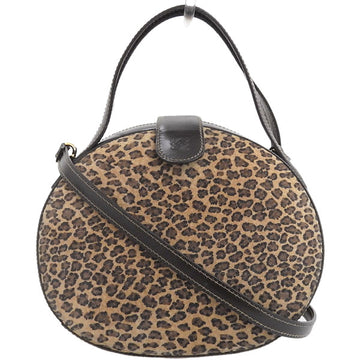 LOEWE Anagram Logo Embossed Top Handle Bag Leopard/Brown