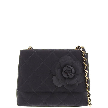 Chanel Vintage Quilted Satin Tassel Shoulder Bag Black