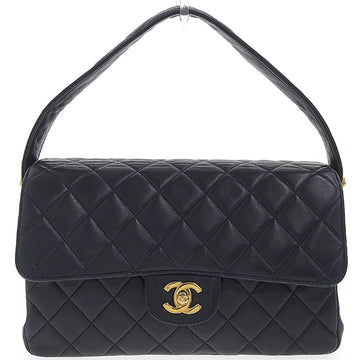 CHANEL Around 1997 Made Double Face Classic Flap Top Handle Bag Navy