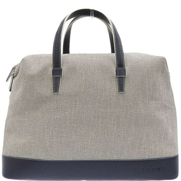 LOEWE Canvas Leather Combination Logo Embossed Top Handle Bag Gray/Navy