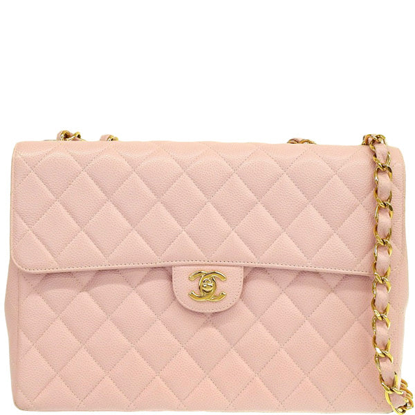 Chanel Pink Quilted Caviar Small Classic Double Flap Bag Gold