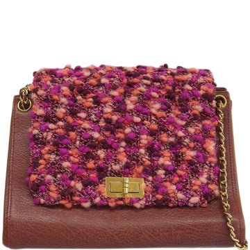 CHANEL Around 2000 Made Tweed 2.55 Chain Bag Bordeaux/Pink