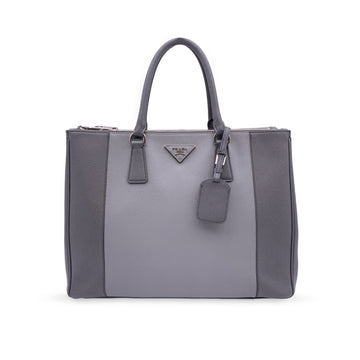 PRADA Grey Bicolor Saffiano Leather Galleria Tote Satchel Bag