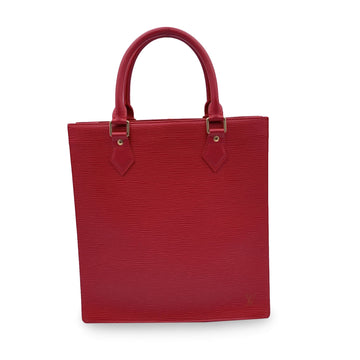 LOUIS VUITTON Red Epi Leather Sac Plat Pm Tote Shopping Bag M5274E