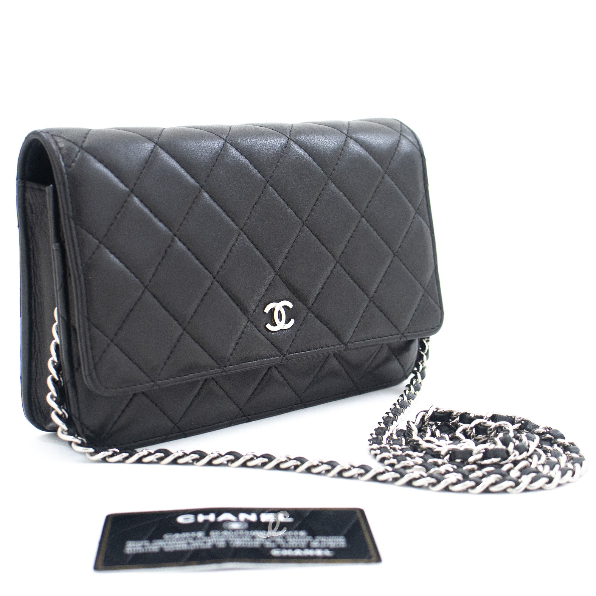 CHANEL BLACK AND GOLD CLASSIC WALLET ON CHAIN – LuxeBorrow