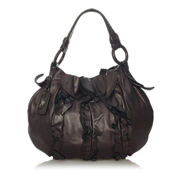 Prada Ruffled Leather Tote Bag