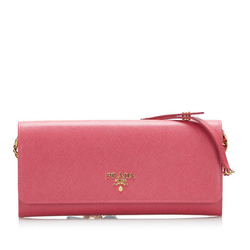 PRADA Saffiano Wallet On Chain Pink