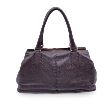 BOTTEGA VENETA Brown Leather Intrecciato Detail Tote Bag Handbag