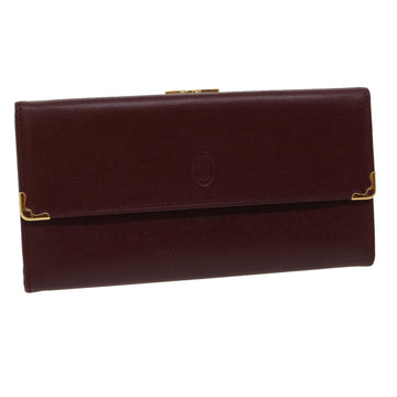CARTIER Long Wallet Leather Red Auth 30964A